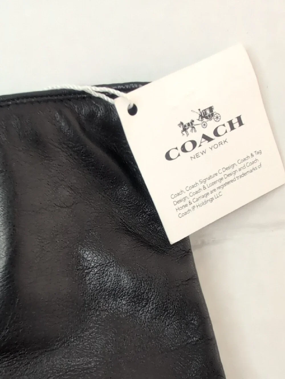 Coach Black Leather Horse And Carriage Tech Gloves NWT
